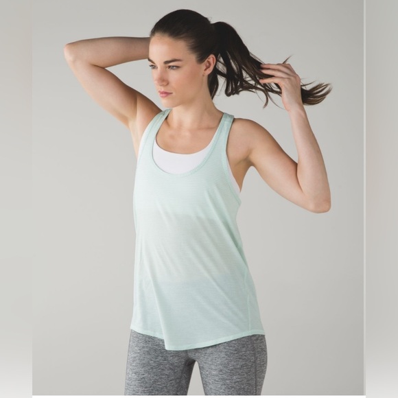 Lululemon Salute The Sun Singlet II - Heathered Sea Mist - Picture 1 of 5